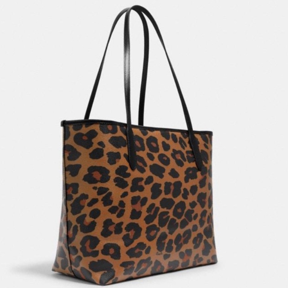 New💃Coach City Tote With Leopard Print Purse - Picture 5 of 8